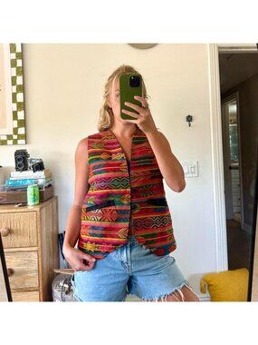 EL TECOMATE BOHO VEST MULTICOLOR MENS SIZE LARGE